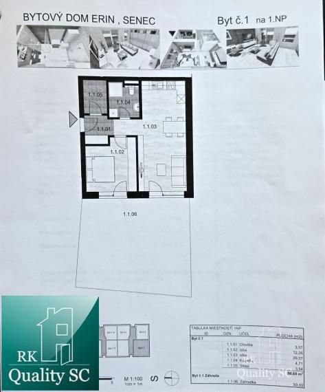 SENEC - NA PREDAJ NOVOSTAVBA-2 izbový čiastočne zariadený byt s terasou, záhradou a vlastným parkingom pre 2 autá - Holubia ul. - NOVÁ TEHELŇA v Senci