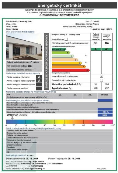 okr. Senec - Tureň - NA PREDAJ nízkoenergetická novostavba - 4 izbový rodinný dom typu bungalov na skoro 5á pozemku