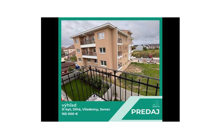 🏡 NA PREDAJ NOVOSTAVBA - 3 izbový HOLOBYT s dvoma balkónmi a terasou - Dlhá ul. - Viladomy - Senec